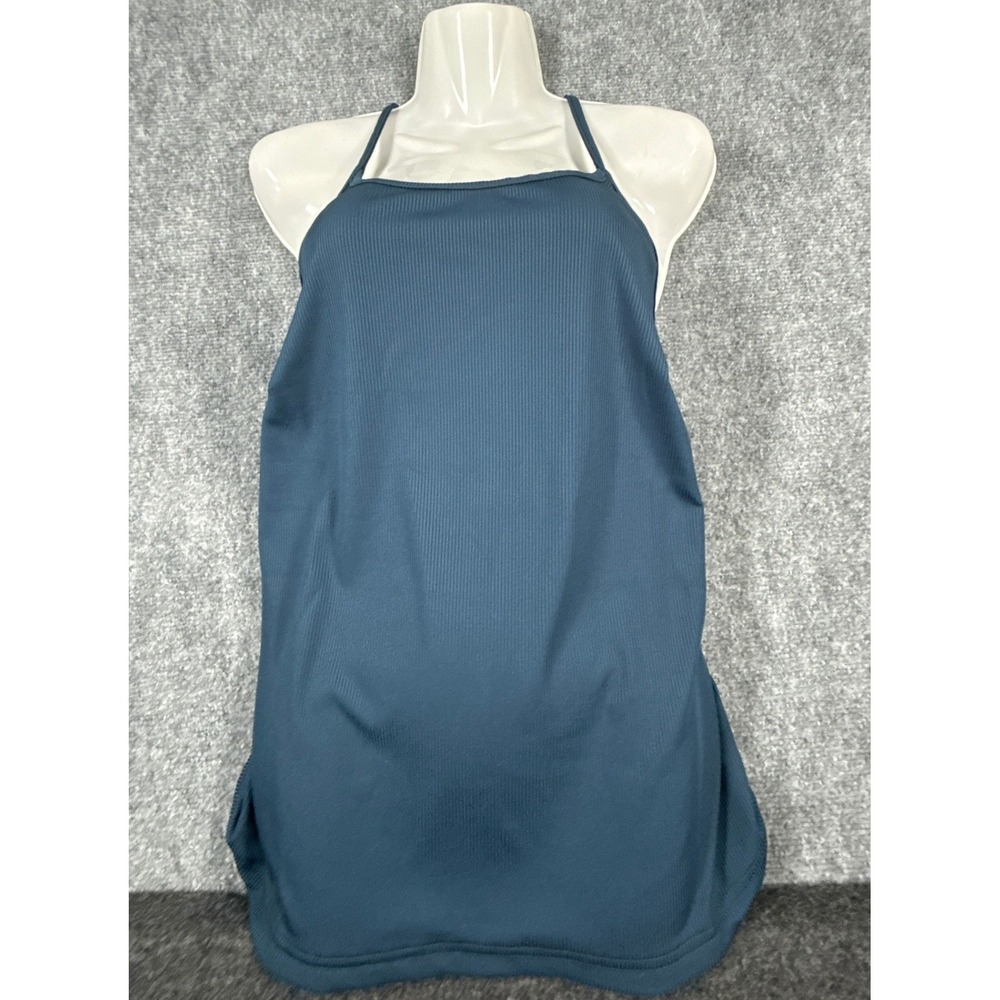 Phoenix Paros Open Side Cami Womens 1X Blue Ribbed Activewear Tank Top‎ NWT